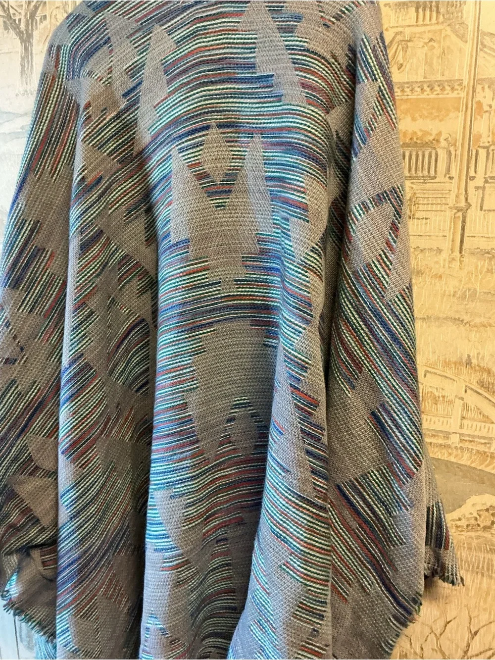 Multicolor Fringe Throw Poncho - Francesca’s